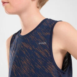 Camiseta Sin Mangas Running Sin Costuras Niños - KIPRUN CARE Marino Naranja -Deporte Tienda camiseta sin mangas running sin costuras nios kiprun care marino naranja 3