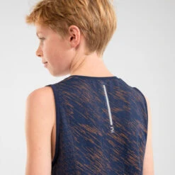 Camiseta Sin Mangas Running Sin Costuras Niños - KIPRUN CARE Marino Naranja -Deporte Tienda camiseta sin mangas running sin costuras nios kiprun care marino naranja 4